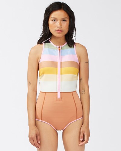Billabong 1/1 Sol Sistah Shorty Spring Suit Paradise Stripe | ZTRQUB-138