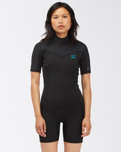 Billabong 2/2 Synergy Back Zip Krátké Sleeve Springsuit Černé | BCNDSG-906
