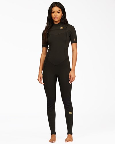 Billabong 2/2 Synergy Center Zip Krátké Sleeve Full Wetsuit Černé | CDNARY-724