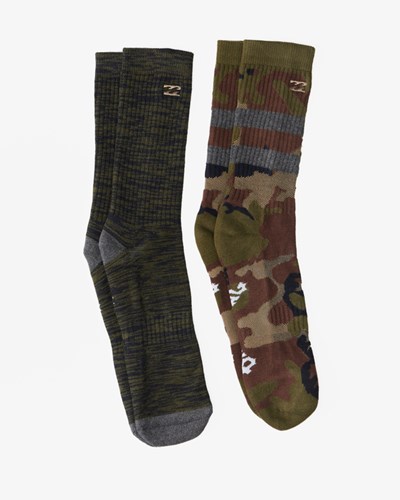 Billabong 2-Pack Camo Crew Socks Zelene | FZQBKU-126