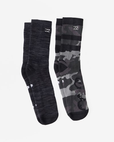 Billabong 2-Pack Camo Crew Socks Černé | QDTKPC-149