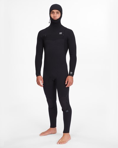 Billabong 4/3 Furnace Comp Chest Zip S Kapucí Full Wetsuit Černé | ZKPMVB-798