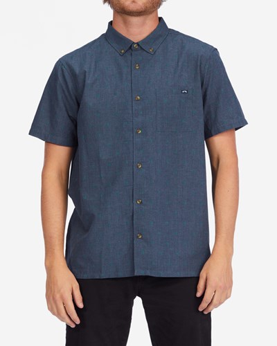 Billabong All Day Jacquard Organic Krátké Sleeve Shirt Tmavě Blankyt | MWRJZK-485