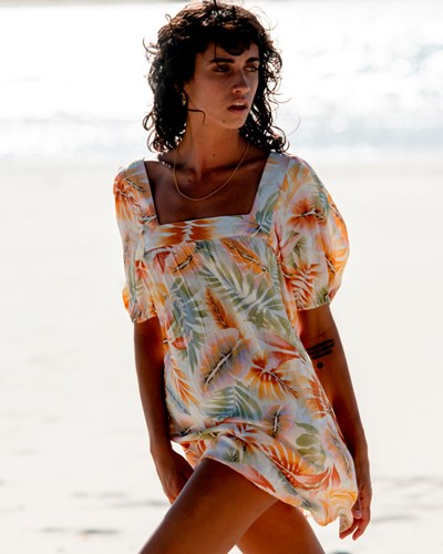 Billabong Bay Side Babydoll Šaty White/Multi | VPZDBG-129