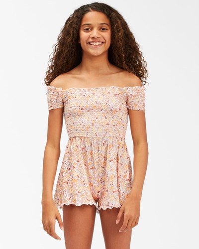 Billabong Beach All Day Off-The-Shoulder Romper White/Multi | YIGBWU-927