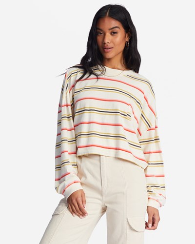 Billabong Beach Boyfriend Boxy Long Sleeve T-Shirt Bílé | JRSKIG-526