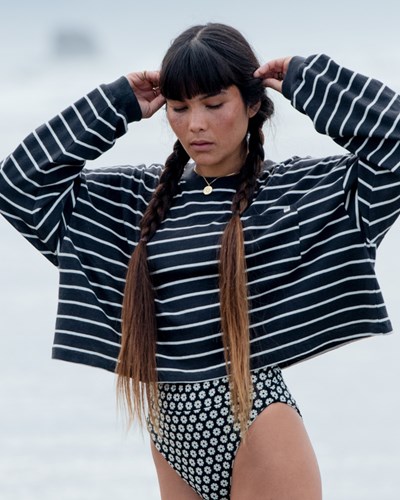 Billabong Beach Boyfriend Boxy Long Sleeve T-Shirt Černé | TEMGCZ-016