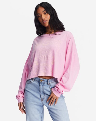 Billabong Beach Boyfriend Long Sleeve Crop Top Růžové | ZRKHEG-021