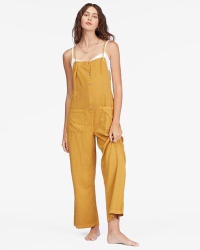 Billabong Beach Cruiser Široké-Leg Overalls Zlaté | KRFHIV-657