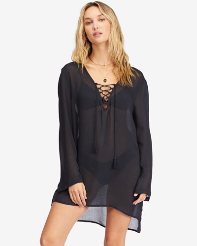 Billabong Blue Skies Gauze Beach Cover-Up Černé | IMHTAX-287