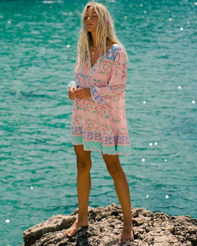 Billabong Boho Babe Long Sleeve Babydoll Šaty Multi | BNJYLR-075