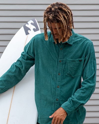 Billabong Bowie Long Sleeve Corduroy Shirt Cypress | OLVZNH-276