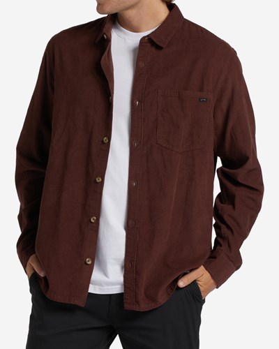 Billabong Bowie Long Sleeve Corduroy Shirt Port | UHJKRL-201