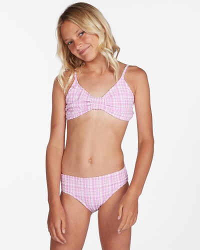 Billabong Checkin The Waves Knotted Trilet Bikiny Set Lush Lilac | UJZDSI-462