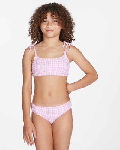 Billabong Checkin The Waves Tie Trilet Bikiny Set Lush Lilac | ALCXDU-642