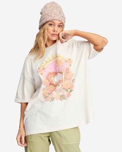 Billabong Cosmic Garden Oversized Grafická Boyfriend T-Shirt Bílé | SQRLUG-893