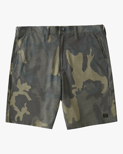 Billabong Crossfire Slub Camo Submersible Shorts 21" Zelene Maskáčové | TPUOEH-274