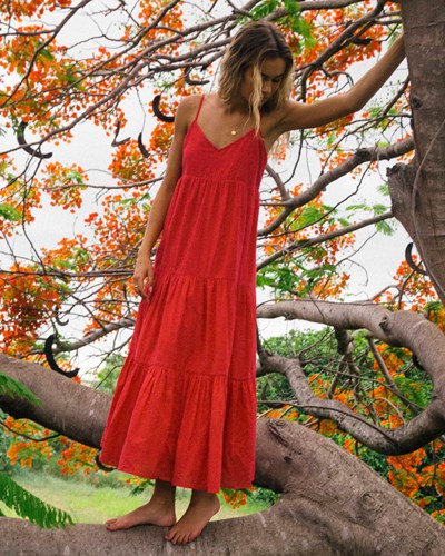 Billabong Dance Away Maxi Šaty Fuego | LECVDQ-042