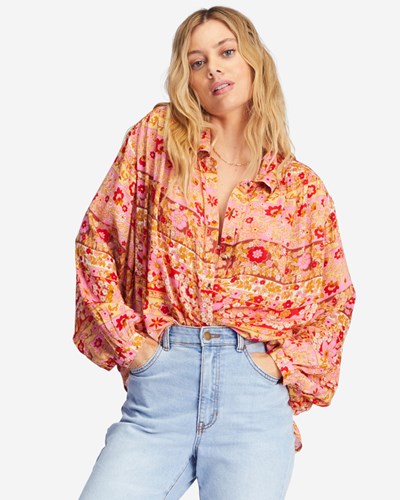 Billabong Day After Day Oversized Button-Down Shirt Růžové | ZCMINB-658