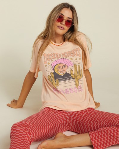 Billabong Desert Nights Grafická Boyfriend T-Shirt Soft Peach | GLQOUZ-718