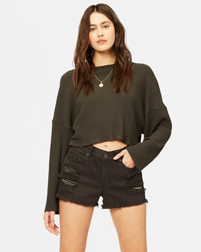 Billabong Drift Away Frayed Shorts Černé | FVTZMN-021