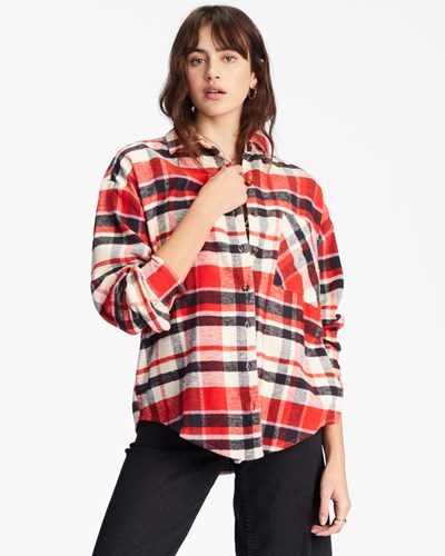 Billabong Easy Breezy Long Sleeve Button-Up Shirt Červené | WKZADO-854