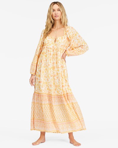 Billabong Endless Sunset Long Sleeve Maxi Šaty Salt Crystal 2 | IBDZVQ-903