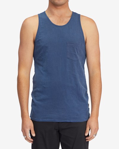 Billabong Essential Wave Washed Pocket Tank Top Tmavě Blankyt | CREZVB-387
