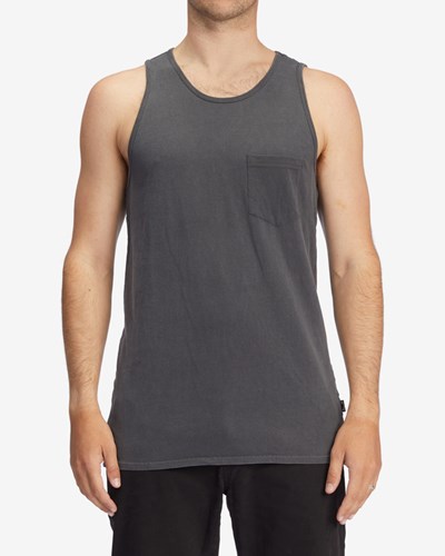 Billabong Essential Wave Washed Pocket Tank Top Charcoal | LNVXHB-167