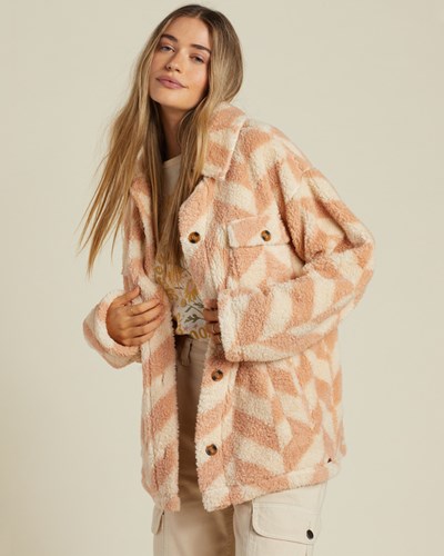 Billabong Fairbanks Button-Up Teddy Bear Jacket Nude Mood | JYITXK-371