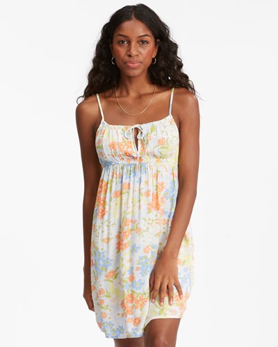 Billabong Feelin Blue Mini Slip Šaty White/Multi | DOSZTK-520