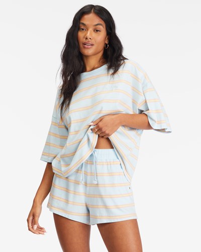 Billabong Feeling Free High-Waisted Knit Shorts Morning Sky | FQWHOC-942
