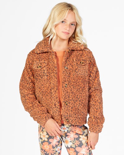 Billabong Grafton Button-Up Sherpa Fleece Jacket Desert Clay | MFDCIZ-149