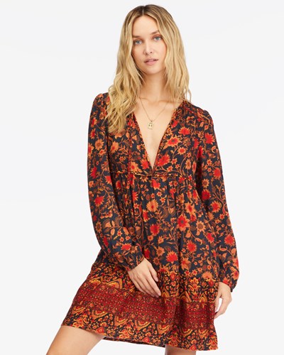 Billabong Hearts Desire Long Sleeve Mini Šaty Černé | TBOQIE-032