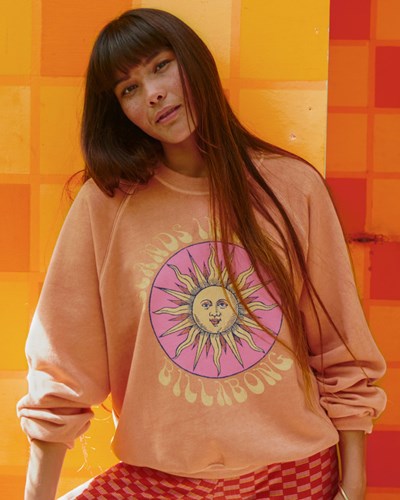 Billabong Here We Go Grafická Crewneck Sweatshirt Canyon Sunset | KXGRTD-504