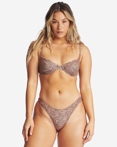 Billabong Hidden Shore Morgan Underwire Animal Print Bikiny Top Toffee | TXEOIU-478