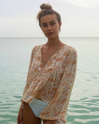 Billabong Hippie Days Bell Sleeve Top White/Multi | HTMJKI-347
