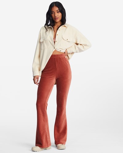 Billabong Hit A Cord High-Waisted Corduroy Flared Pants Čokolády | NRVLCI-683