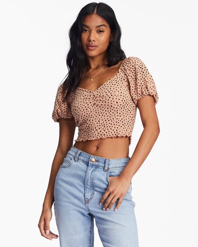 Billabong It's Love Fitted Knit Top Tan | SRVCHY-906