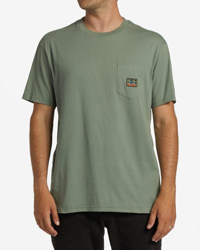 Billabong Labels Pocket T-Shirt Sage | XIWDMP-257