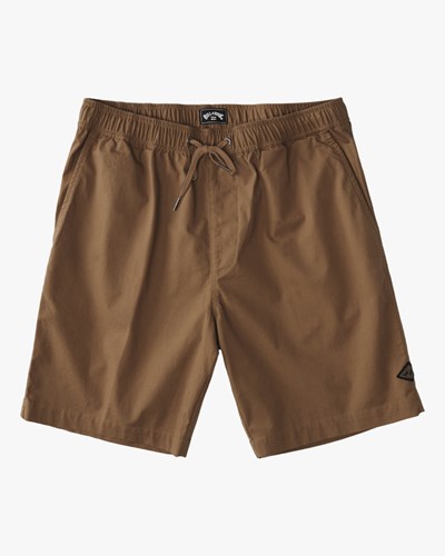 Billabong Layback Twill Elastic Pasem Shorts 16" Gravel | URGQKH-326