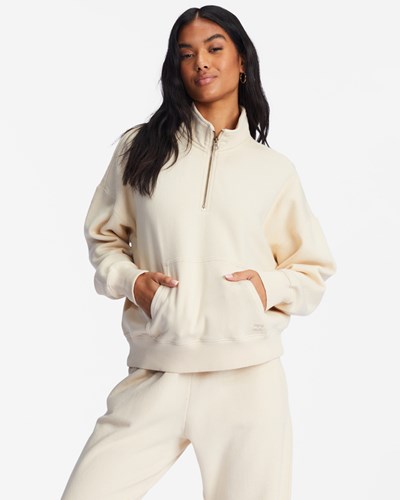Billabong Lazy Mornings Half-Zip Pullover Sweatshirt Bílé | YSCAGB-470