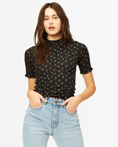 Billabong Little Things Mock Neck Top Černé | BKOLCR-098