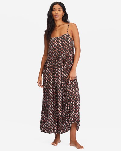 Billabong Love Forever Midi Šaty Černé | YAHCMG-439