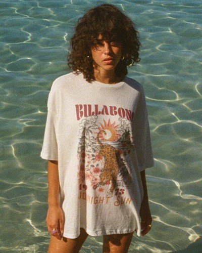 Billabong Midnight Sun Boyfriend T-Shirt Salt Crystal | SUQNEA-016