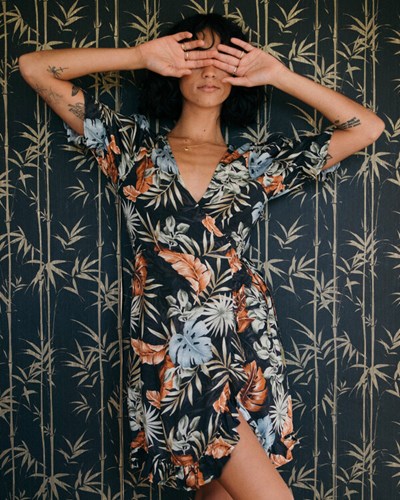 Billabong My Babylon Wrap Šaty Černé | ZPAUMK-036