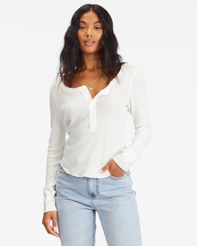 Billabong My Henley Long Sleeve Knit Top Salt Crystal | AQVZML-132