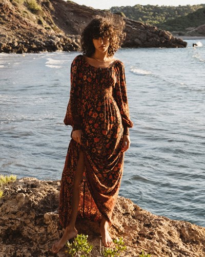 Billabong Mystic Dreamer Long Sleeve Maxi Šaty Černé | MLZSTE-061