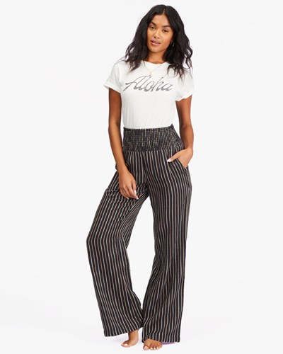 Billabong New Waves 2 Elastic Pasem Pants Černé | RGXHZS-675