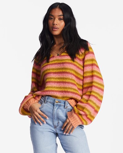 Billabong No Brainer V-Neck Pullover Svetrové Canyon Sunset | TDXGZR-539